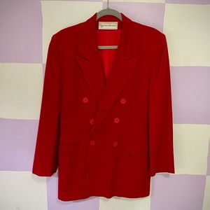 Vintage Red Double-breasted Blazer
